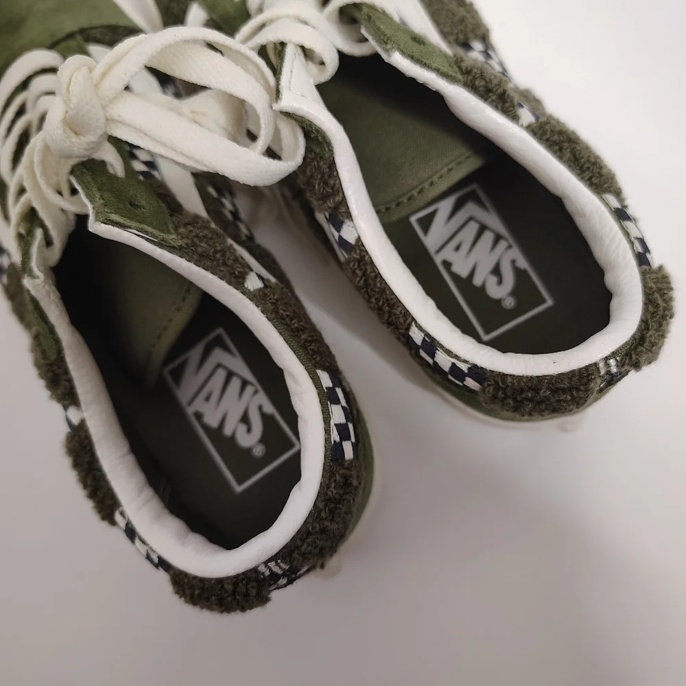 Vans Old Skool Suede Check Loden Green Skateboard Tufted Shoes Size M5/W 6.5 NEW